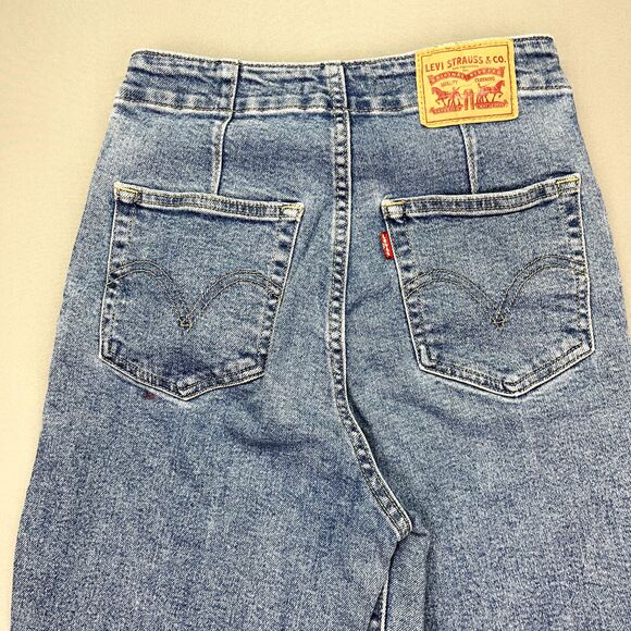 Levi’s Tag Size 26 High Waisted Taper Jeans Women's Stretch Pleats Blue - Picture 12 of 16